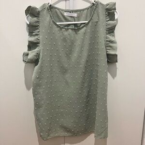 Green Cold Shoulder Blouse worn